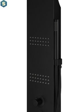 Душевая панель Corsan Kaskada black LED с термостатом A014TBLLED, Черный матовый