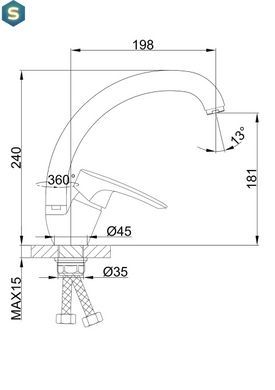 F41701-B (H701) Змішувач для кухні U гайка &Oslash;40 Frap 1/10, Хром