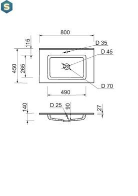 Умивальник Adamant Flat 80 white 4824296206501, Білий