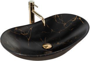 Умивальник Rea Royal 60 накладний marble black matt REA-U7478, Черный матовый