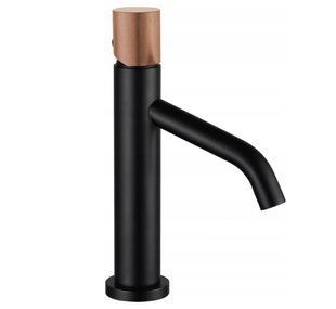 Смеситель для умывальника Mexen Rumba One black rose gold высокий MEX-73501-76, Черный/золото