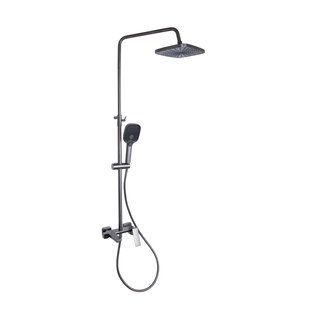 Душова система універсальна Qtap Gemini на три споживача (з виливом) QTGEM111GMB45688 Gunmetal Black PVD, Шліфований чорний хром