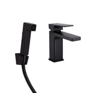 Змішувач з гігієнічною лійкою Qtap Gemini QTGEM272BLM45690 Black matt, Черный матовый