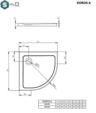 Душевой поддон Radaway Doros A Stone под камень 90x90 SDRA9090-01-04S
