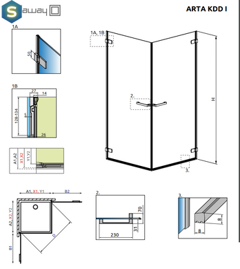 Душова кабіна Radaway Arta KDD I 80Lх80R 386060-03-01L+386060-03-01R