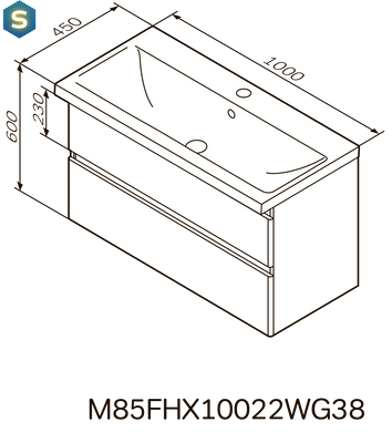 Тумба с умывальником Am.Pm X-Joy подвесная 100 см 2 ящика белый M85-FHX1002-WC1002WG38, Белый
