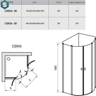 Душова кабіна Ravak Chrome CSKK4-90 transparent 3Q170100Z1