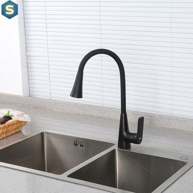 Смеситель для кухни Frap F4471-6 с гибким изливом, Черный матовый