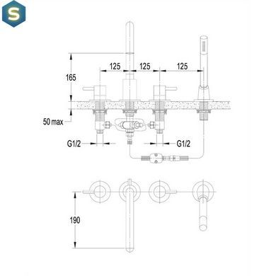 Змішувач для ванни Omnires Y black Y1232BL, Черный матовый