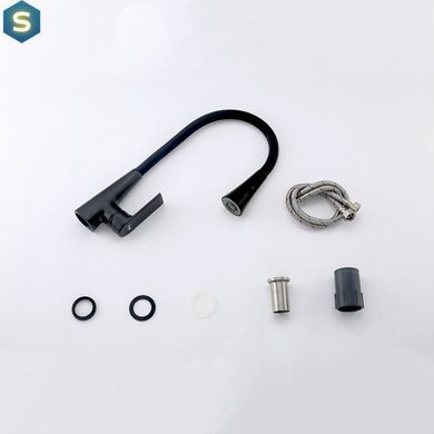 Смеситель для кухни Frap F4471-6 с гибким изливом, Черный матовый