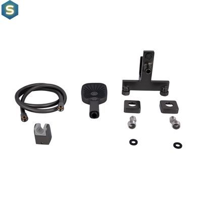 Змішувач для ванни Qtap Gemini (з душовим гарнітуром) QTGEM259GMB45684 Gunmetal Black PVD, Шліфований чорний хром