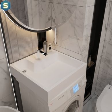 Раковина глянцева над пральною машиною Amidicon Breeze 60 600x600 з литого каменю BREEZE_60_HL, Білий