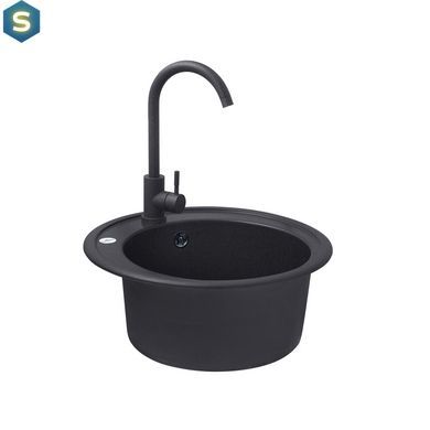 Кухонна мийка гранітна Kroner KRP Komposit SCH-510 CV027405, Чорний/золото