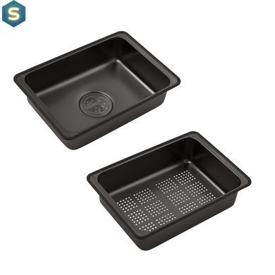 Кухонная мойка Kroner KRP Schwarze - SET7546ARTHM PVD (3.0/0.8 мм) CV033375, Черный/золото