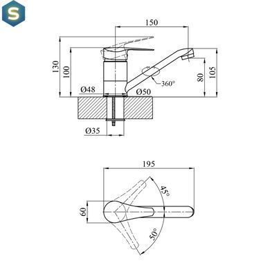 Смеситель для раковины Agua Sevilla-C012 CV018976, Хром