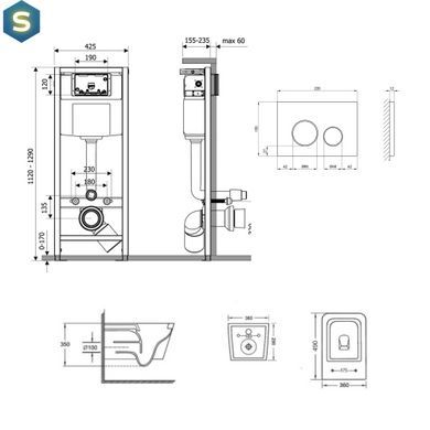Подвесной унитаз Qtap Crow Ultra Quiet + инсталляция Qtap Nest 4 в 1 (круглая клавиша Satin), Белый