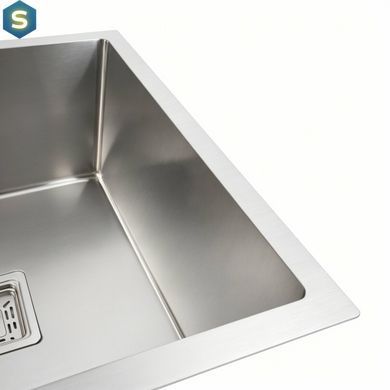 Кухонная мойка нержавейка Platinum Handmade 78х50 R (одно отверстие, квадратный сифон, 3,0/1,0 мм), Нержавеющая сталь