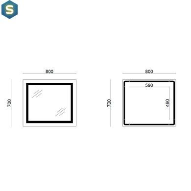 Дзеркало Lidz Kubis 700х800 з LED-підсвічуванням Touch, з антизапотіванням, з диммером яскравості Reverse LD78LF9048070