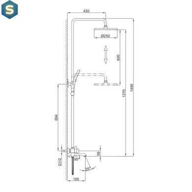 Душевая система Frap F2475-9, Графитовый хром