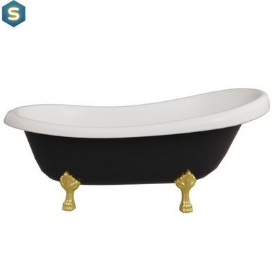 Ванна отдельностоящая глянцевая Amidicon Symphony 167x78 черная из литого камня золотые ножки SYMFONIYA_167_g_BLACK_HL, Черно-белый