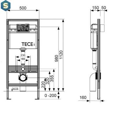 Інсталяція прихованого монтажу для унітазу Tece Base 9400401 (9400001)