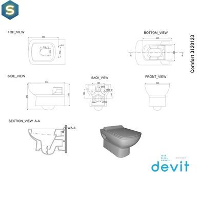 Унітаз підвісний Devit Comfort New 3120123 з сидінням Soft Close, Білий
