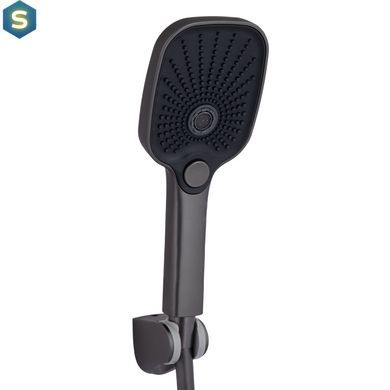 Змішувач для ванни Qtap Gemini (з душовим гарнітуром) QTGEM259GMB45684 Gunmetal Black PVD, Шліфований чорний хром