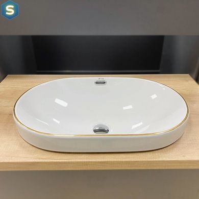 Умывальник (раковина) VBI GAETA WHITE GOLD EDGE врезной, Белый