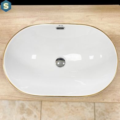 Умывальник (раковина) VBI GAETA WHITE GOLD EDGE врезной, Белый