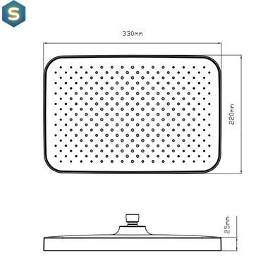 Верхній душ Qtap Hlavova 330х220 мм прямокутний QTHLA107BLM45945 Black matt, Черный матовый