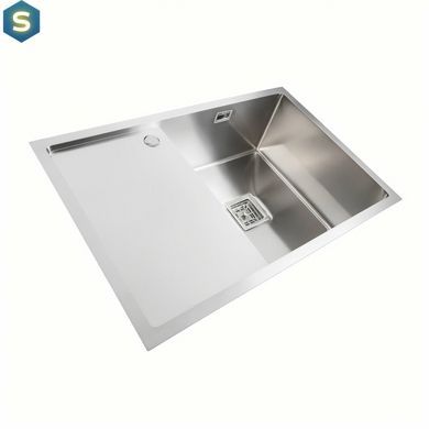Кухонная мойка нержавейка Platinum Handmade 78х50 R (одно отверстие, квадратный сифон, 3,0/1,0 мм), Нержавеющая сталь