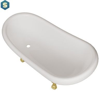 Ванна отдельностоящая глянцевая Amidicon Symphony 167x78 черная из литого камня золотые ножки SYMFONIYA_167_g_BLACK_HL, Черно-белый