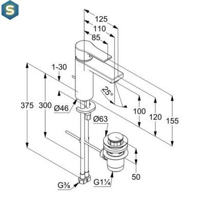 Смеситель для умывальника Kludi Zenta SL 482900565, Хром