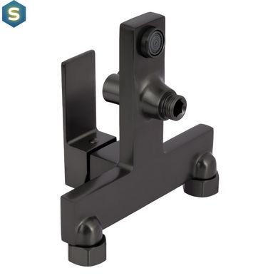 Змішувач для ванни Qtap Gemini (з душовим гарнітуром) QTGEM259GMB45684 Gunmetal Black PVD, Шліфований чорний хром