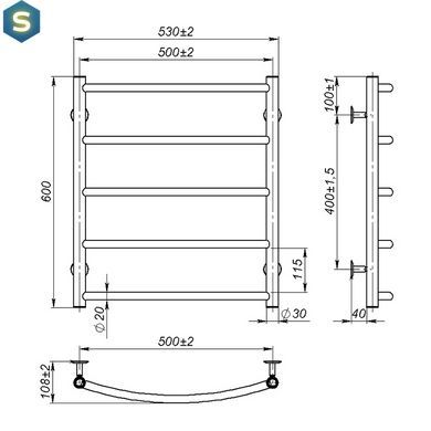 Рушникосушка водяна OnlyHeat Oria 500/600/5, Хром