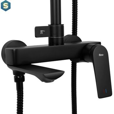 Душевая система Rea Avalon black с изливом REA-P8811, Черный матовый
