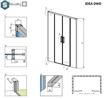 Душові двері Radaway Idea Black DWD 180 см 387128-54-01