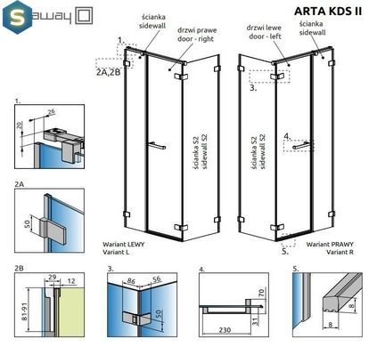 Душевая кабина Radaway Arta KDS II 110Rх80 386521-03-01L + 386104-03-01 + 386110-03-01