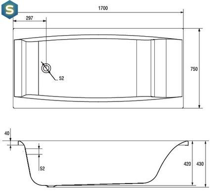 Ванна акрилова Cersanit Virgo 170x75 S301-045 + ніжки