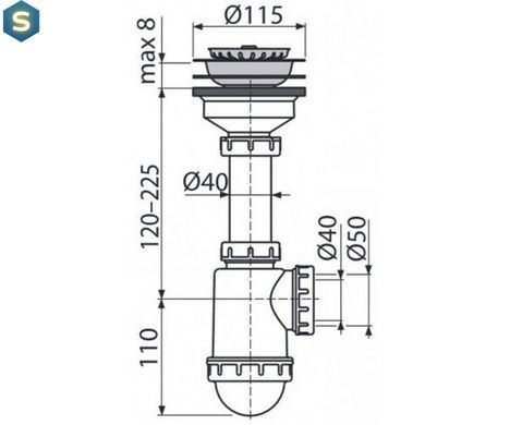 Сифон для кухонної мийки Alcaplast A446-DN50/40
