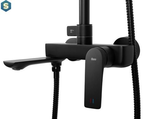 Душевая система Rea Avalon black с изливом REA-P8811, Черный матовый