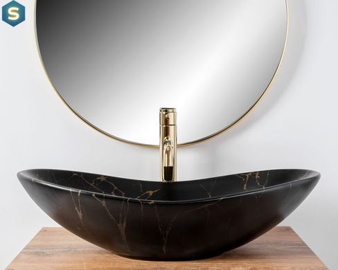 Умивальник Rea Royal 60 накладний marble black matt REA-U7478, Черный матовый