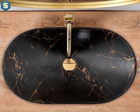 Умивальник Rea Royal 60 накладний marble black matt REA-U7478, Черный матовый