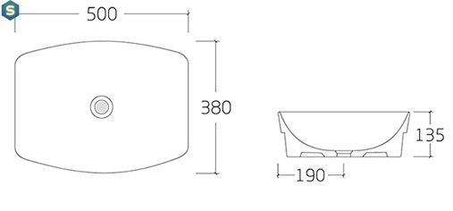 Умывальник накладной Volle Amar 50x38x13,5 см white 1301.005550, Белый