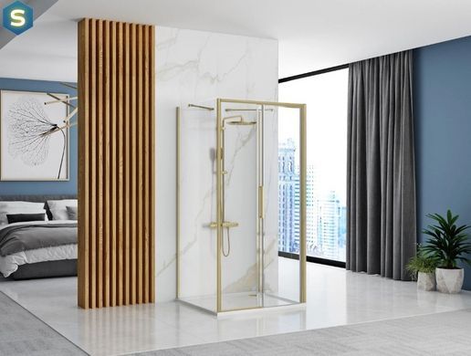 Душова кабіна Rea Rapid Slide 120x80 brushed gold пристінна REA-KPL-04713, Золотий, Універсальна, прозорий, золотий