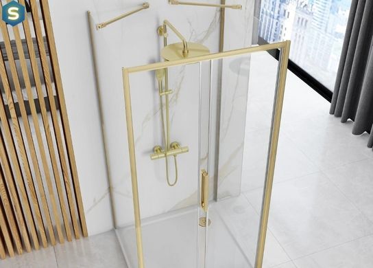 Душова кабіна Rea Rapid Slide 120x80 brushed gold пристінна REA-KPL-04713, Золотий, Універсальна, прозорий, золотий