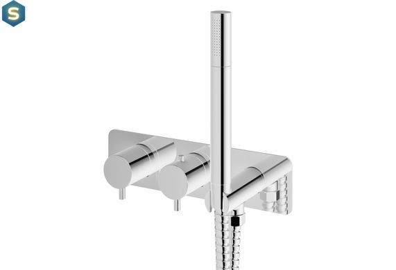 Душова система Kohlman Axel 25 chrome з термостатом + BOX прихованого монтажу KPL-QW265A25, Хром