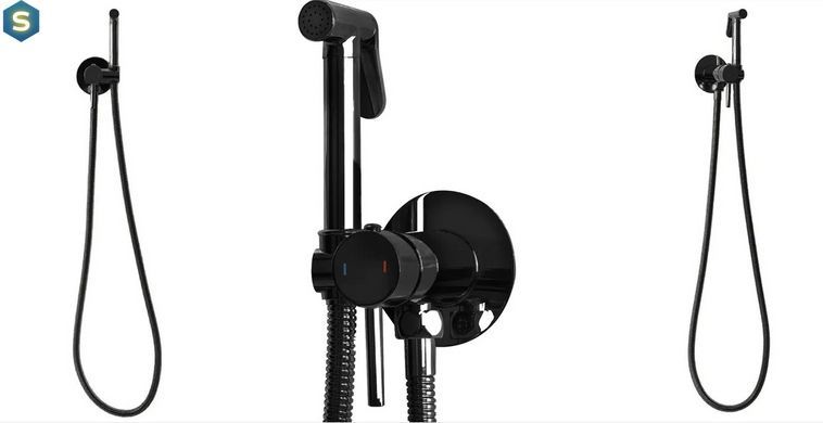 Набір гігієнічного душу Rea Loop black glossy REA-B5656, Черный матовый