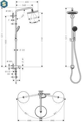Душевая система Hansgrohe Croma 220 Reno Showerpipe 27224000