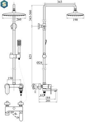 Душевая система Topaz Barts-TB 07102-H36-S, Хром